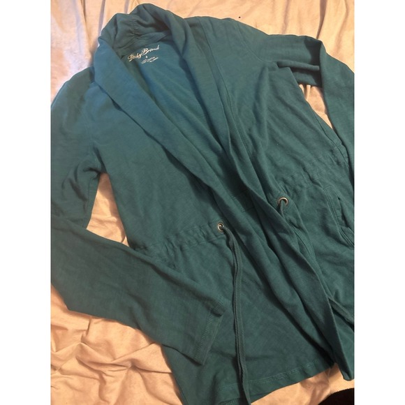 Lucky Brand Teal‎ Green Open Front Tie Waist Knit Cardigan Jacket, Small - Picture 2 of 4